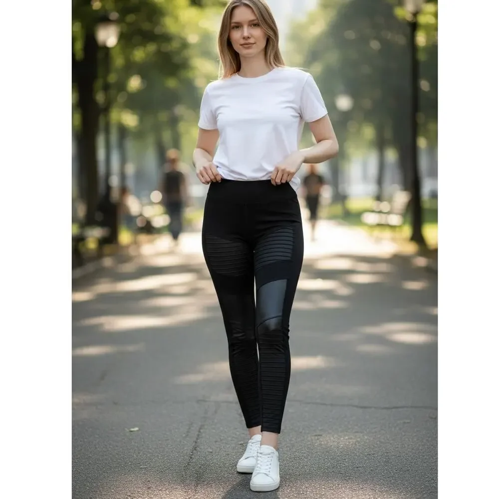 ALO Leggings Size S Black Ribbed Workout Activewear Athetic